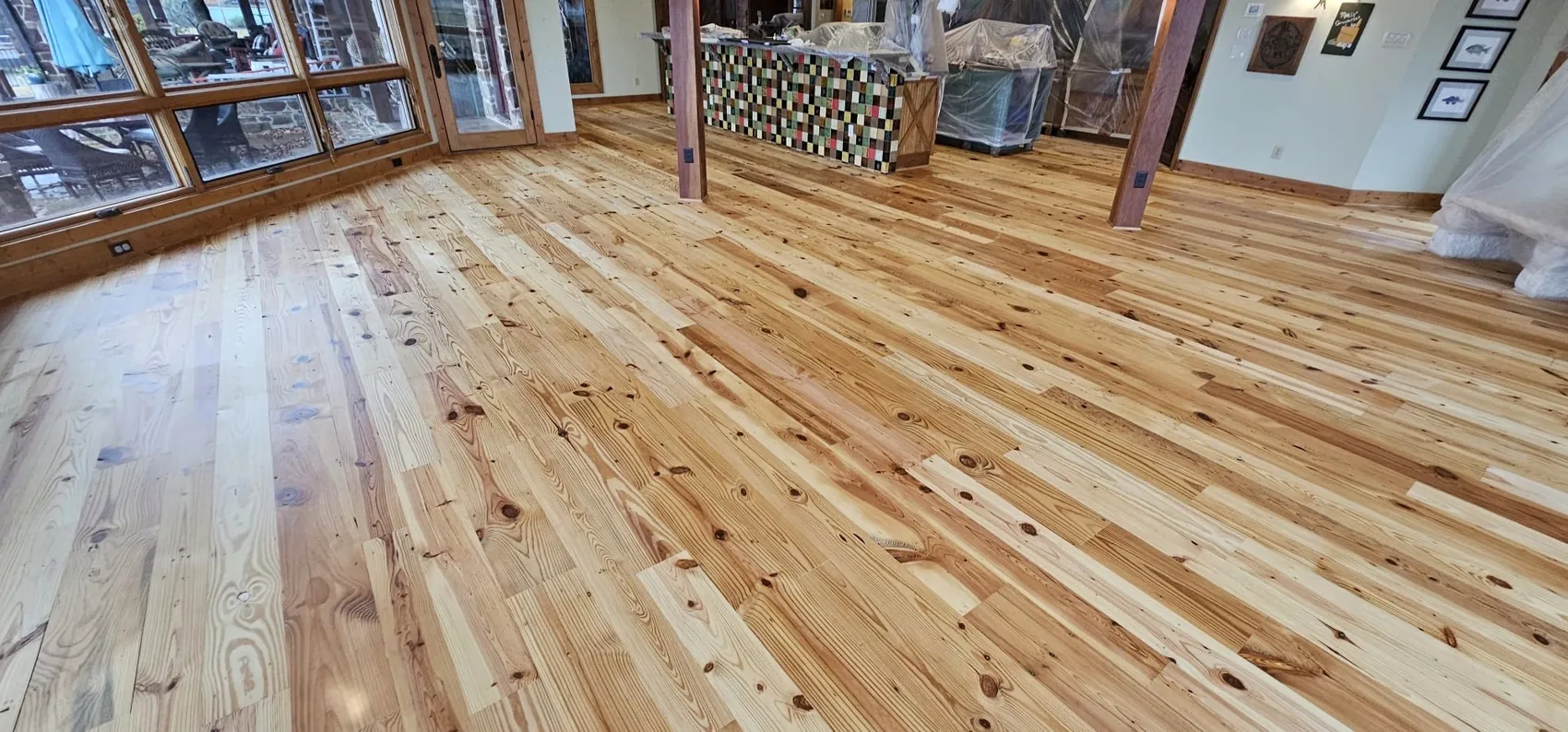Beautiful hardwood floor in a completed lake house