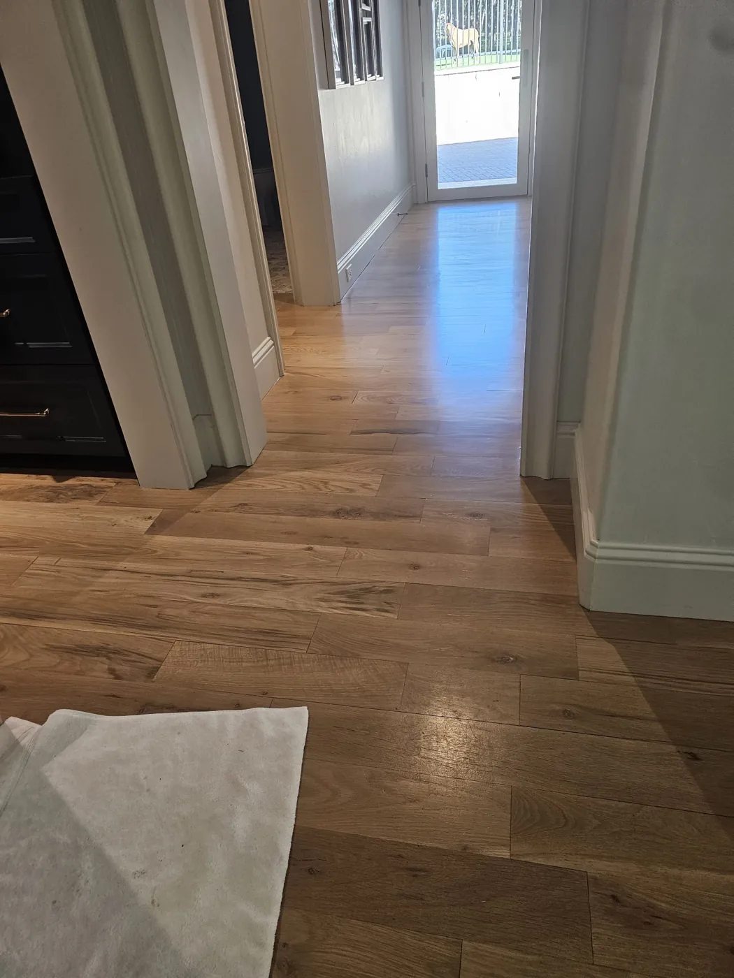 Refinished hallway flooring