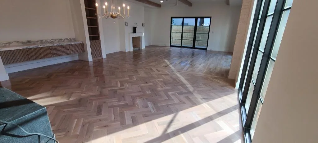 Hardwood flooring with patio doors